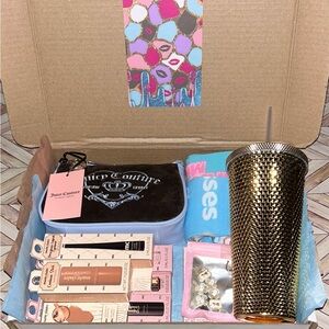 Juicy Couture Brown Bag with Gold Tumbler and Accessories